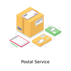 
Postal services vector in isometric design, courier services
