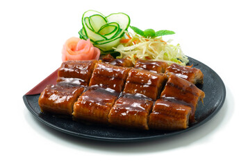 Unagi Grilled Eel with Sauce decorate pickled ginger carved vegetable Japanese Food