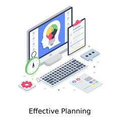  A design of effective planning, isometric vector 