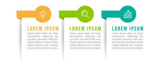 Minimal Business Infographics template. Timeline with 3 steps, options and marketing icons .Vector linear infographic with three conected elements. Can be use for presentation.