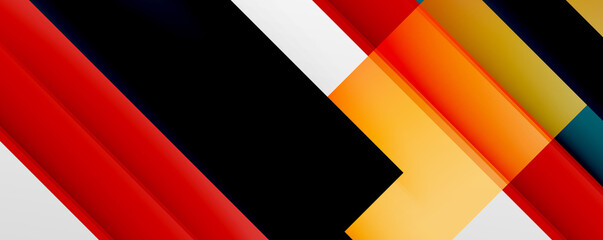Geometric abstract backgrounds with shadow lines, modern forms, rectangles, squares and fluid gradients. Bright colorful stripes cool backdrops