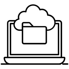 
Trendy icon of cloud with folder and laptop, 

