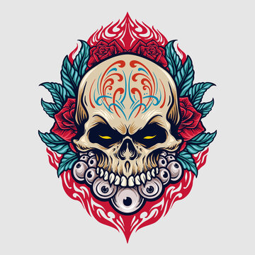 mexico sugar skull dia de los muertos Illustrations for your merchandise clothing line and stickers