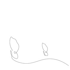 Butterfly fly line drawing. Vector illustration