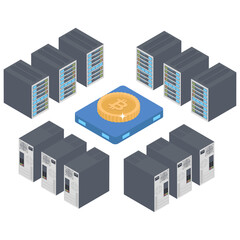 
Bitcoin platform isometric illustration 
