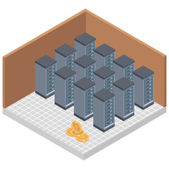 
Bitcoin platform isometric illustration 
