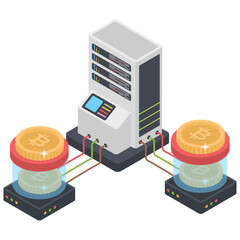 
Bitcoin platform isometric illustration 
