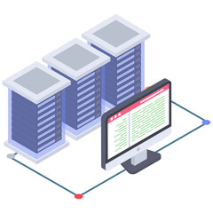 
Isometric icon of cloud data center 
