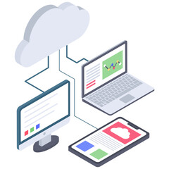 
Cloud database server isometric icon
