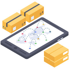 
Worldwide delivery icon isometric design.
