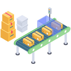 
Conveyor belt icon isometric design.
