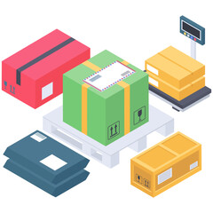  Icon of weighing package isometric design. 