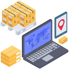 
Isometric design of shipment tracking icon
