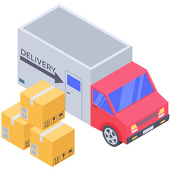 
Icon of delivery truck in isometric design
