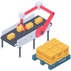 
Conveyor belt icon isometric design.
