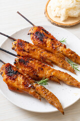 grilled chicken wings skewer