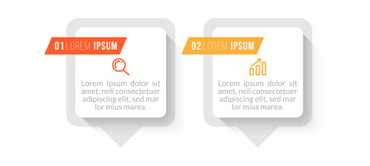 Minimal Business Infographics template. Timeline with 2 steps, options and marketing icons .Vector linear infographic with two conected elements. Can be use for presentation.