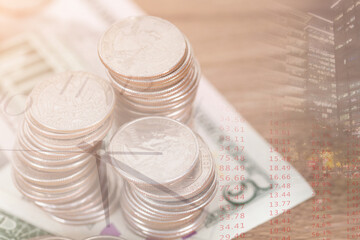 Dollar banknotes and dollar coins