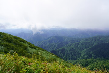 Naklejka premium A view of the ridge overlooking south from the summit of Mt. Arashima