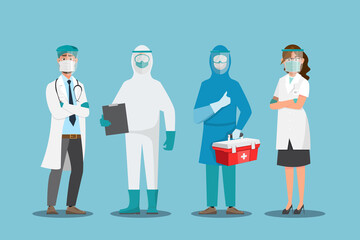 doctor wear mask in different character.medical concept.