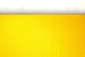 Cold beer closeup with white foam