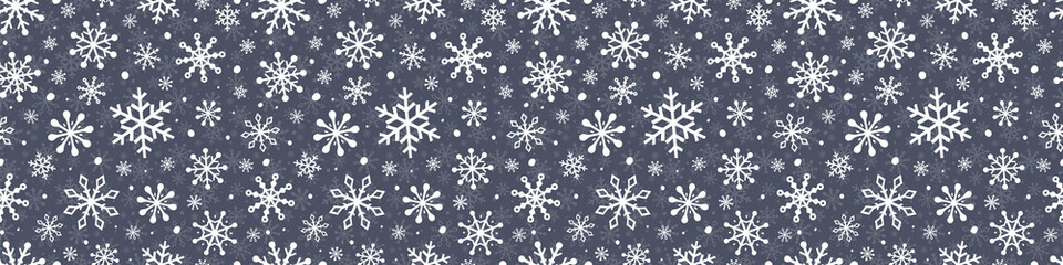 Fototapeta na wymiar Design of Christmas background with festive snowflakes. Seamless pattern. Vector