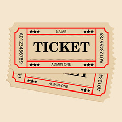 Retro cinema ticket. Illustration of designer