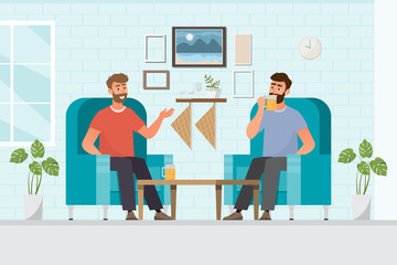 male friends drinking beer in a house