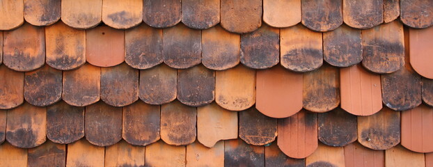 an old broken tile roof