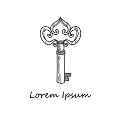 Cute hand drawn key. Vector