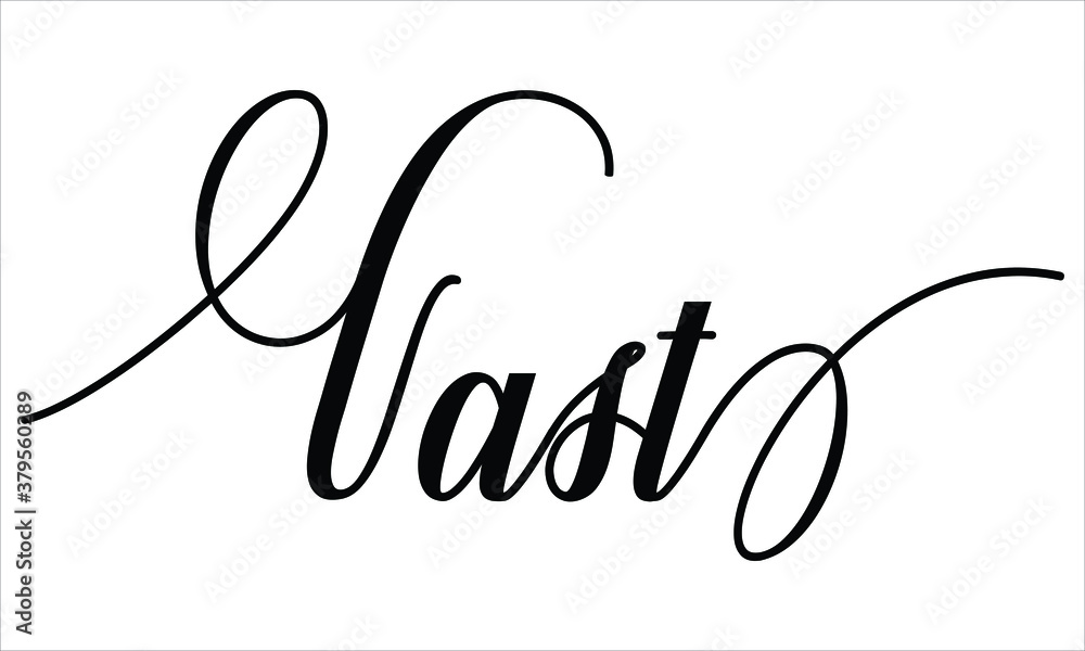 Poster vast typography black text lettering script calligraphy cursive and phrase isolated on the white bac