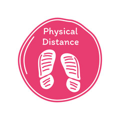 physical distance with footprints detailed style icon vector design