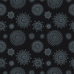 Seamless pattern with cute hand drawn ornamental snowflaks. Doodle style. Vector