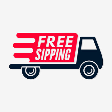 Free shipping icon. Delivery truck isolated on white background. Vector illustration.