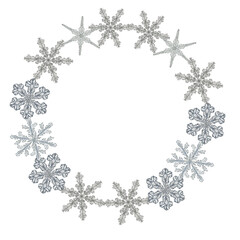 cute snowflakes circle, christmas frame, frosty frame, winter home decor element