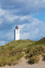 Fototapeta na wymiar Lighthouse of Blåvand at the Danish North Sea Coast