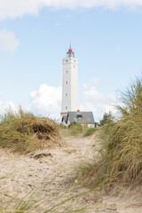 Lighthouse at Blavand, Denmark, view through  the dunes