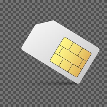 Sim card vector mobile phone icon chip. Vector cellphone simcard template on transparent background