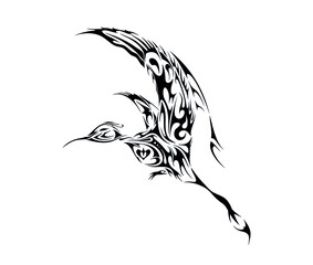 humming bird celtic ethnic tattoo sticker symbol black and white