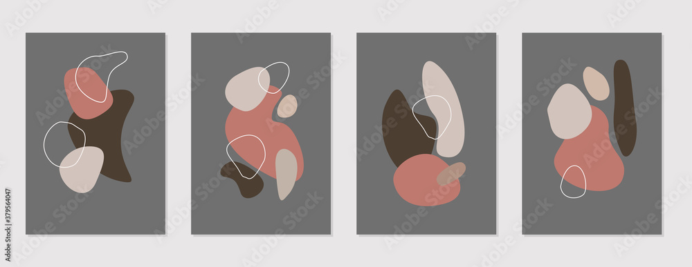 Poster vector set of abstract geometric shapes in flat style. trendy minimalistic design for banner, cover,