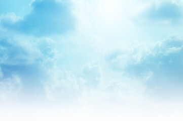 Blue sky with white cloud. The summer heaven is colorful clearing day Good weather and beautiful nature in the morning.