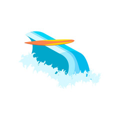 Surfboard on the wave.Vector isometric and 3D view.	