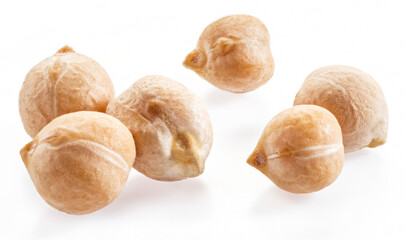 Large chickpea or garbanzo beans isolated on white background.