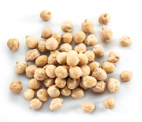 Large chickpea or garbanzo beans isolated on white background.