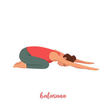 Art & IllustrationWomen silhouette. woman doing yoga pose. Balasana. Vector illustration