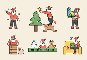 Christmas Santa icon collection. flat design style minimal vector illustration.