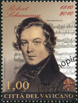 VATICAN - 2010: shows Robert Schumann (1810-1856), composer and virtuoso pianist, The 200th Anniversary of the Birth, 2010