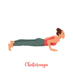 Fototapeta na wymiar yoga pose. Vector illustration. chaturanga pose