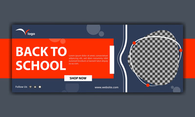 Kids back to school admission social media post Web  cover page timeline online web banner template