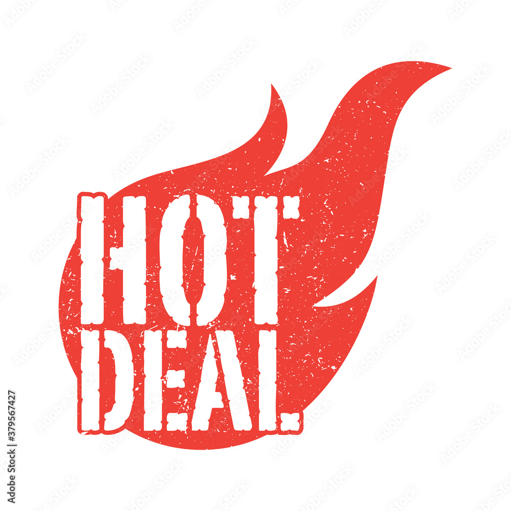 Wall mural Grunge Flaming Hot Deal Label